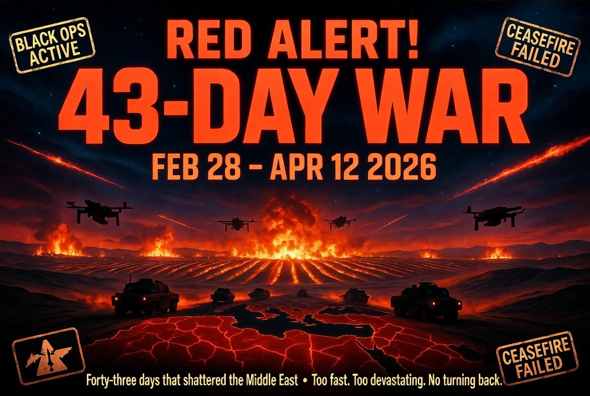 February 28 to April 12, 2026. Forty-three days that shattered the Middle East.